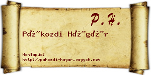 Pákozdi Hágár névjegykártya